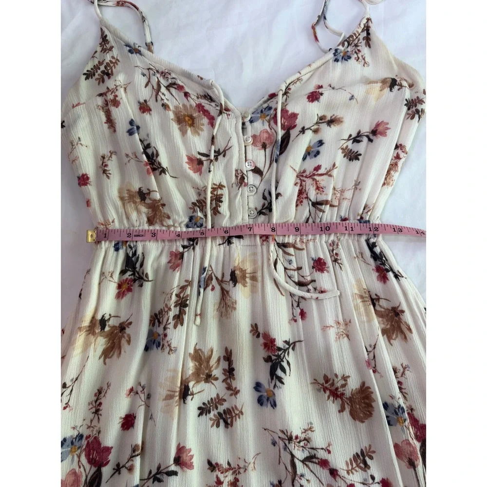 Abercrombie & Fitch Ivory Fall Floral Gauzy Cottage Sleeveless Maxi Sun Dress S